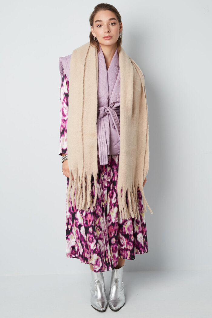 Écharpe d'hiver chaude couleur unie lilas Polyester Image3